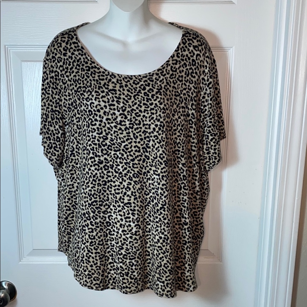 Philosophy Leopard Animal Print Women's Top Plus Size 3X Short Sleeve